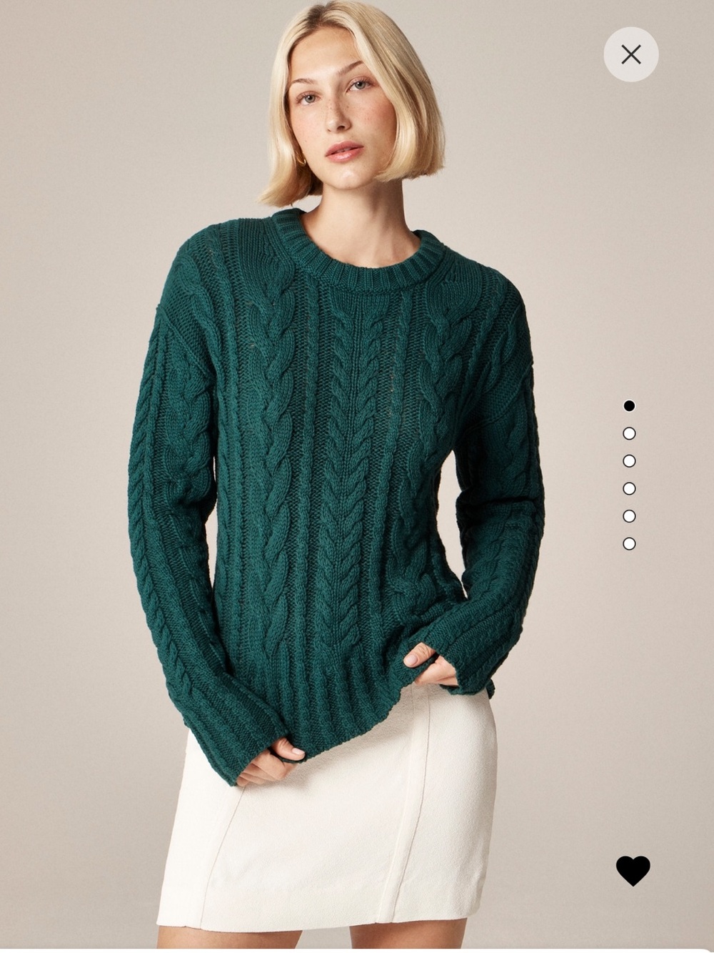 J crew Cable Knit Crewneck Sweater - Teal